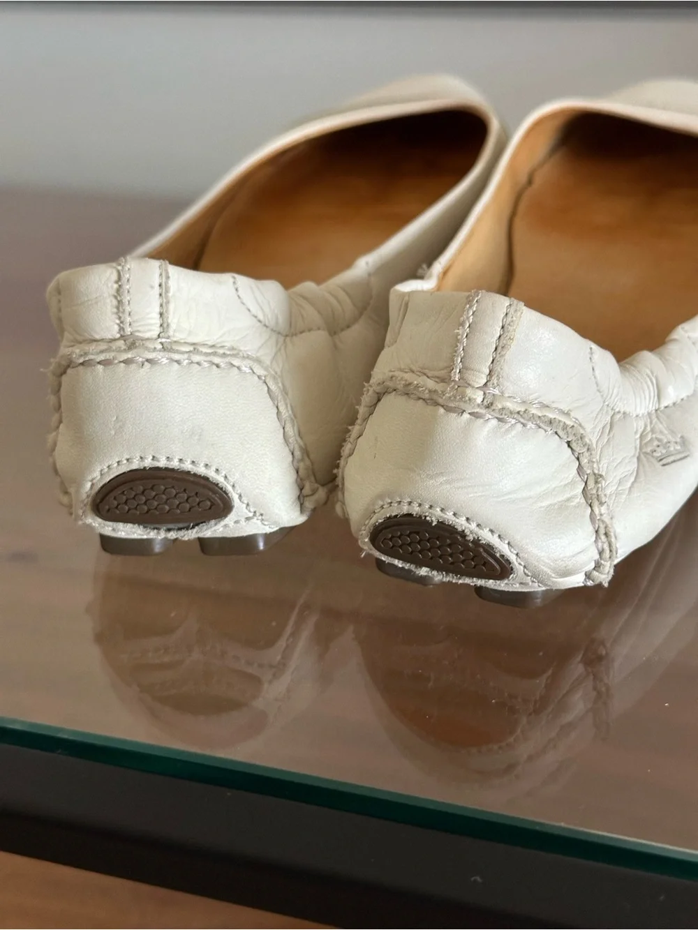 Peter Millar Dana Beige Lizard Cap Toe Ballet Flats Leather Made in Brazil